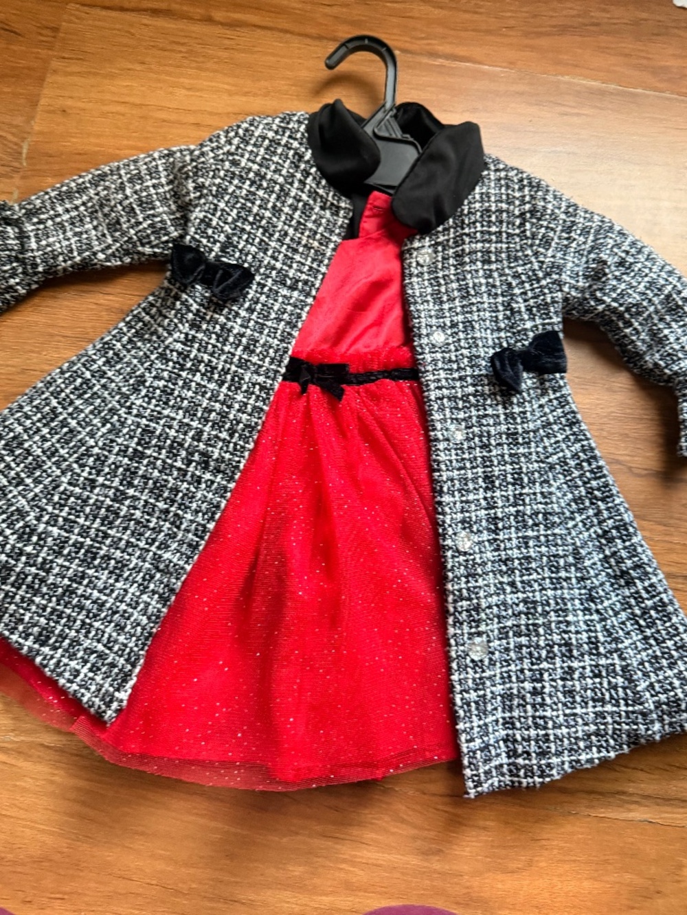 Nannette Baby Red Dress & Tweed Coat